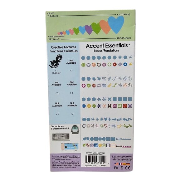 Cricut Provo Craft Shapes Cartridge Accent Essentials Link Status Unknown - Picture 3 of 11